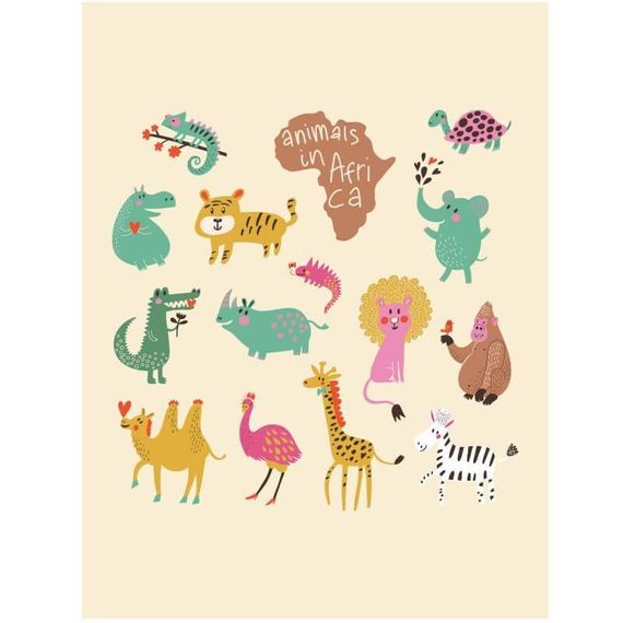 Poster Afrikas Animals 30x40 beež