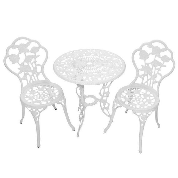 Aiamööbli komplekt Garda laud+ 2 tooli valge